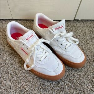 Reebok Classic White and Tan Sneakers